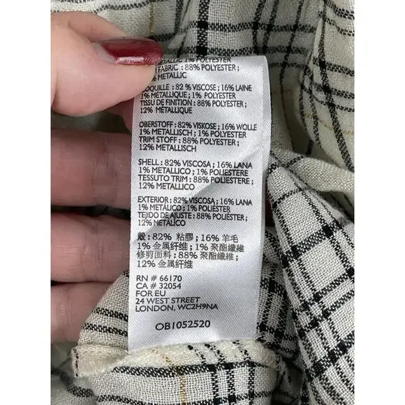 Anthropologie Darlene Plaid Peasant Blouse Women’s Size M Lightweight Wool Blend - Picture 8 of 10